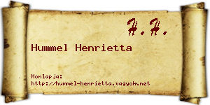 Hummel Henrietta névjegykártya